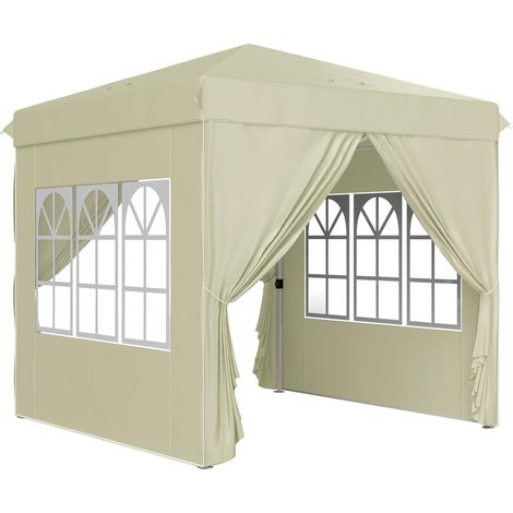 Pavillon d'environ 2,5 x 2,5 m, déperlant, robuste, pliable et résistant à l'hiver, protection UV 50+, tente de réception pliable, tente de jardin avec 4 panneaux latéraux, sac de rangement, pavillon (1/5)