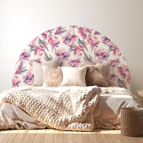 Stickers tête de lit - Fleurs - 160 x 130 cm - Pour lits (120 à 140 cm) - Adhésif MAT (1/2)