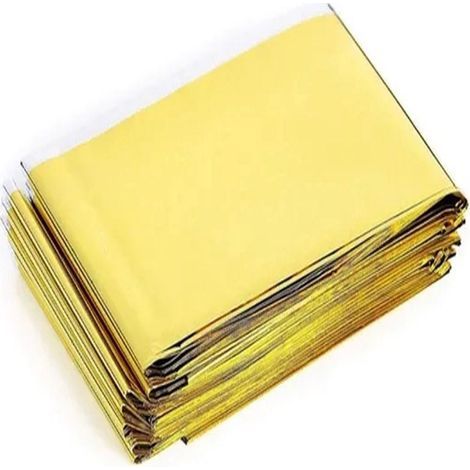 Couverture De Secours - Mylar Polyester 210 x 160 Cm - Pour Activités En Plein Air Et Situations D'urgence - 3 Pièces (1/5)