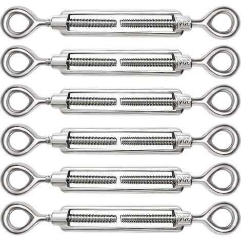 6 Pièces Tendeur Cable M5 Tendeur Cable Inox 304 Réglable Oeil de Ridoir et Oeil pour Tendeur de Fil Cable Acier Corde Crochet Tendeur Accessoires