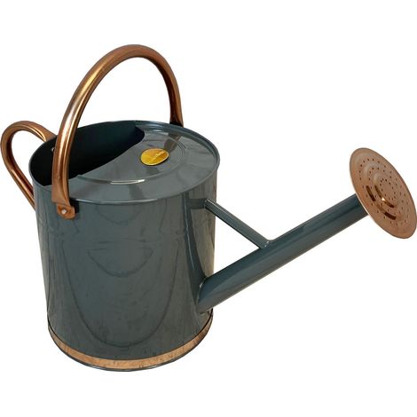 French Grey & Copper Metal Watering Can with Rose (9 Litre) (1/5)