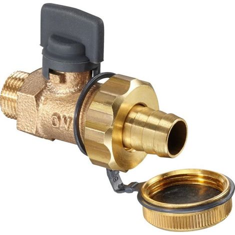 OVENTROP Grifo de esfera KFE Optiflex con rosca exterior PN 16 de bronce rojo, con racor de manguera de latón DN 15, G 1/2, 1032404