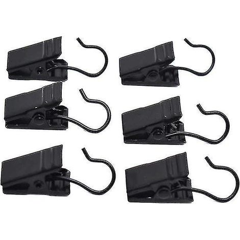 50 offene schwarze Gardinenclips, schwarze Gardinenhaken, Badezimmer-Gardinenclips (1/4)