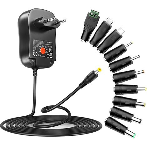 Adaptateur Secteur Universel AC DC 6V 9V 12V 15V 18V 20V 24V Transformateur d'alimentation avec Port USB 5V 1A, 1500mA. (1/5)