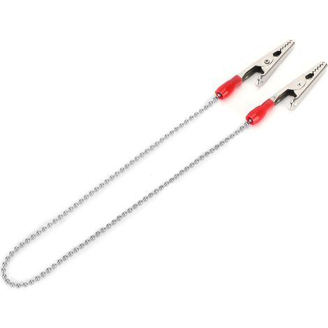 Lot de 5 pinces à bavoir/porte-serviettes dentaires avec chaînette à billes en acier flexible, fournitures dentaires, argent (1/5)