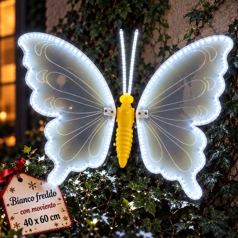 Farfalla Natalizia con Movimento Bianco Freddo 324 LED Addobbo Natalizio 40x60cm (1/5)