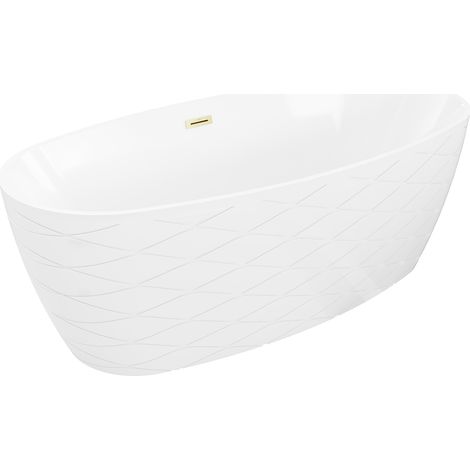 Mexen Olea freistehende Rillenbadewanne 170 x 80 cm, weiß, Überlauf gebürstet gold - 52821708000-55 (1/5)