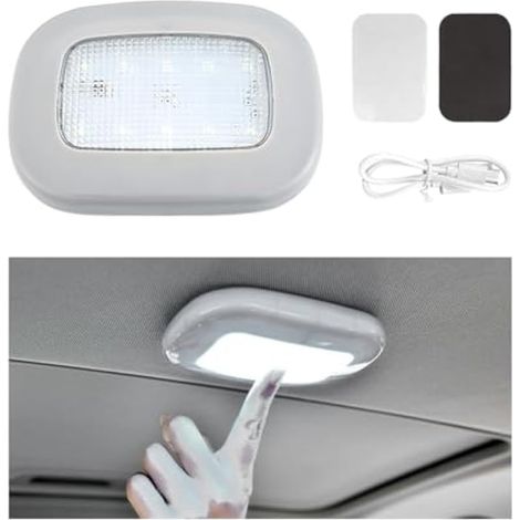 povtii Plafonnier magnétique pour intérieur de voiture - Rechargeable par USB - 10 LED - Pour voiture, bateau, camion, accessoires de voiture (gris) (1/5)
