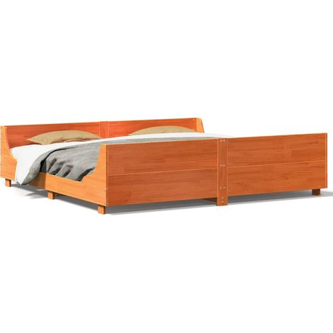 Maison Exclusive - Letto senza Materasso Marrone Cera 200x200 cm in Legno di Pino (1/5)