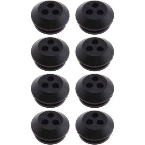Satz mit 8 schwarzen Gummidichtungen für Kraftstofftanks mit 3 Löchern, 5 mm Lochdurchmesser, zum Austausch bei Laubbläsern, Freischneidern und Rasenmähern