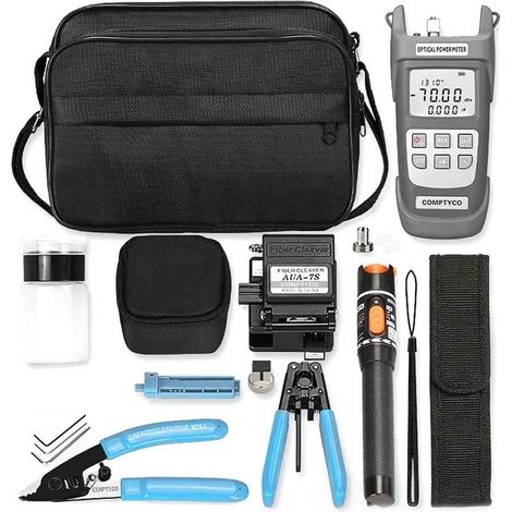 Kit Pro Installation Fibre FTTH - Testeur VFL 10km + Power Meter - Coupe-Câble AUA-7S - Dépannage Réseau Haut Débit (Inclus Localisateur 5km (1/4)