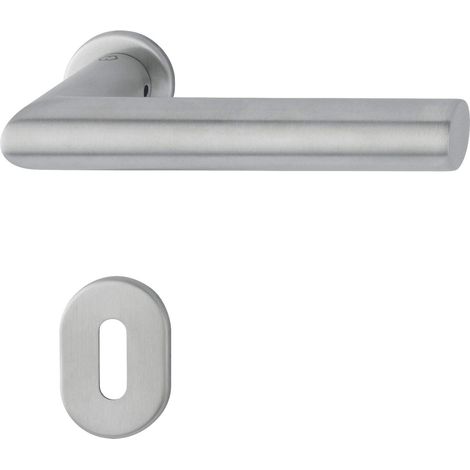 Poignée de porte en acier inoxydable sur mini rosace PZ Épaisseur 40-50 (1/5)
