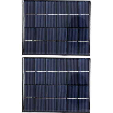 Panneau Solaire 2W 2Pièces, Taux de Conversion Élevé, Sortie DC5521, Chargeur avec Batterie 3.7V Rechargeable pour Lampes Solaires (1/5)