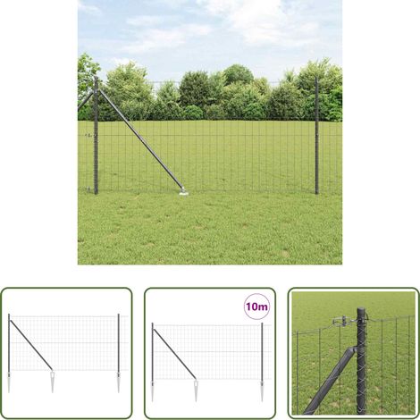 Terrassenzaun - Zaun mit Pfosten Grau 1,2 x 10 m Stahl und PVC (1/5)