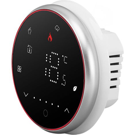Thermostat Connecté sans Fil Programmable pour Radiateur Chaudière et Climatiseur 95‑240V Support Rond Noir (1/5)