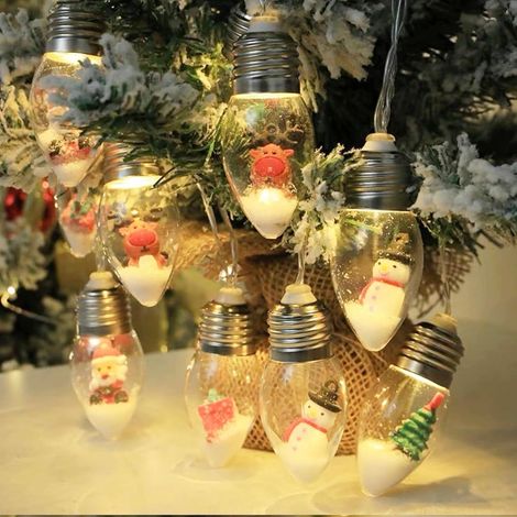 Luci natalizie a LED a batteria, con 10 lampadine, 2 metri, bianco caldo, decorazione per interni/esterni per albero di Natale, giardino, finestra (1/5)