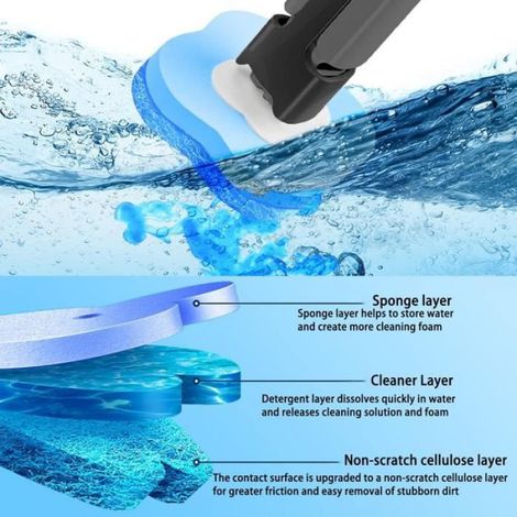 Lot de 16 têtes de rechange jetables pour brosse WC avec support (1/4)
