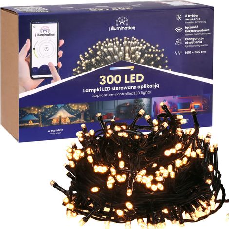 Guirlande lumineuse de Noël à 300 LED, blanche, contrôlée par téléphone (1/5)
