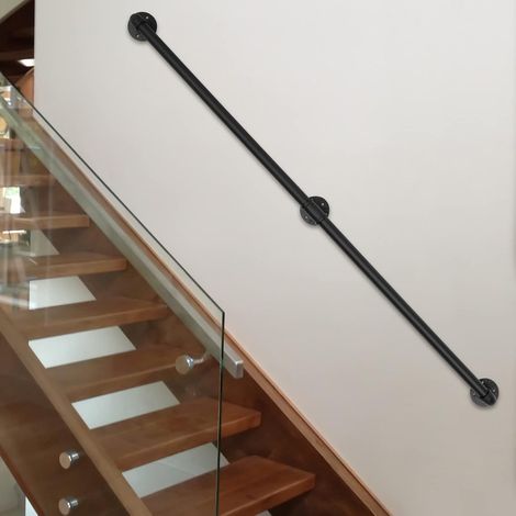 153cm / 5 pieds accoudoirs noirs rails de soutien de sécurité muraux antidérapants escaliers à main courante pour intérieur et extérieur (1/5)