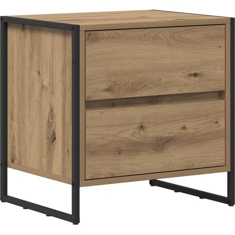 Maison Exclusive - Mesa de Noche con cajón Roble Artesanal 50 x 3