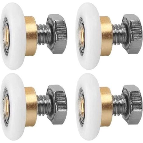 Roulettes pour porte coulissante, lot de 4 roulettes de douche, rails de douche, roulettes pour porte de douche, roulettes coulissantes, roue de rechange pour porte (20 mm)