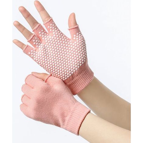 Guanti sportivi e da fitness - antiscivolo, senza dita, 1 paio per confezione, utili per yoga e fitness, disponibili in 5 colori, arancione. (1/5)