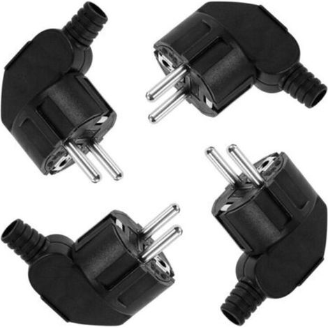 Prise électrique mâle 250V 16A, 4 pièces, prise d'angle, mise à la terre, Protection de prise électrique, noir- (1/4)