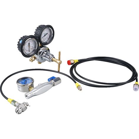 Outil de remplissage à l'azote, tuyau de 8 pieds, pression de sortie de 0-580 psi, manomètre de 0-600 psi, compatible avec les bouteilles d'azote standard, boîtier en aluminium durable (1/5)