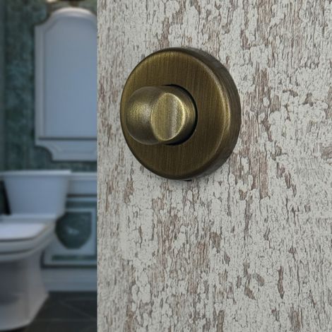 Ouvre&Déco – 2 rosaces de poignée de porte rondes Eileen verrou de condamnation, Laiton patiné (1/5)