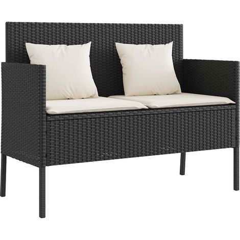 Maison Exclusive - Gartenbank mit Kissen Schwarz Poly Rattan