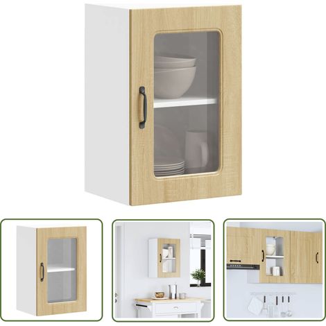 vidaXL Küchen-Hängeschrank mit Glastür Sonoma-Eiche Holzwerkstoff (1/5)