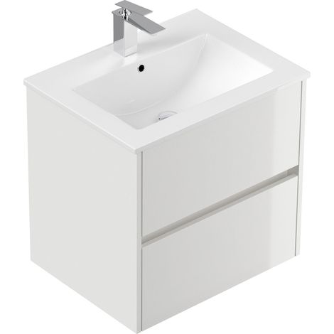 Badmöbel Taifun und Waschtisch 60cm 2 Greifraum SoftClose Auszüge weiß Hgl