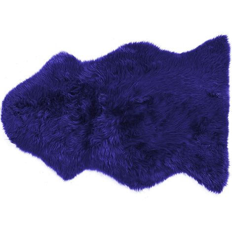 Alfombra de piel de oveja azul marino 65 x 110 cm pelo natural estilo rústico Uluru