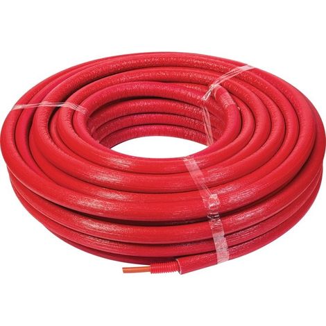 Tube PER gainé isolé rouge Ø12 - longueur 50 m