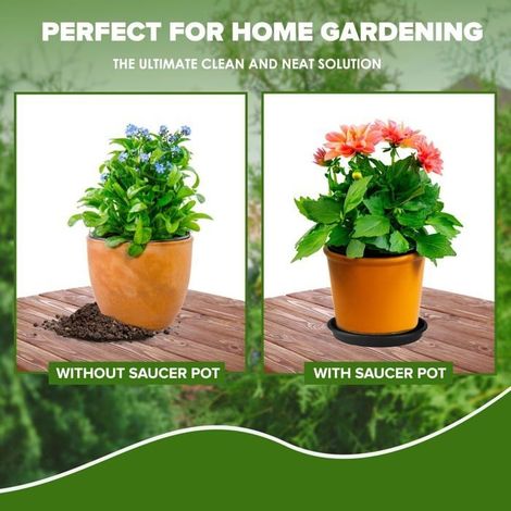 Lot de 4 soucoupes pour pot de fleurs de 30 cm (12 po) de diamètre - Soucoupes pour pot de fleurs en plastique noir (1/2)