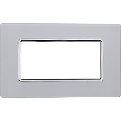 Placca compatibile Bticino Matix 4 moduli vetro colore bianco (1/4)