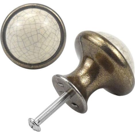 HONORNIC - 10PCS Céramique Tiroir de Porte Poignée, 34MM Rond Boutons de Tiroir, Vintage Bouton de Meubles, Boutons de Porte, Poignées de (1/4)
