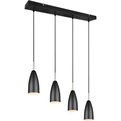 Isola Farin Suspension Linéaire 4 Lumières Noir Et Laiton Trio Lighting (1/5)