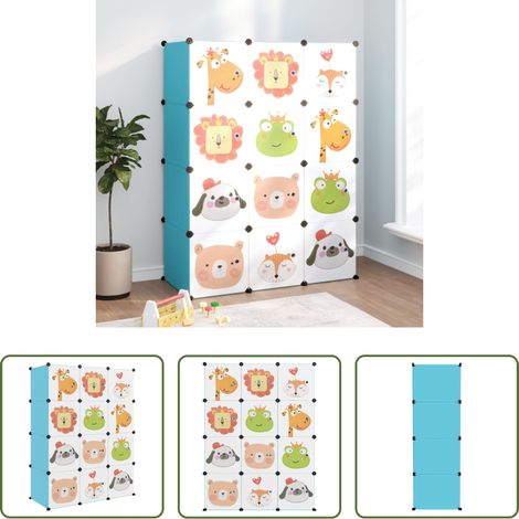 Rangement enfants -  Armoire de rangement pour enfants avec 12 cubes Bleu PP (1/5)