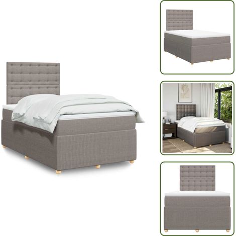 Materasso insacchettato - vidaXL Giroletto a Molle con Materasso Tortora 120x190 cm in Tessuto - Testiera regolabile