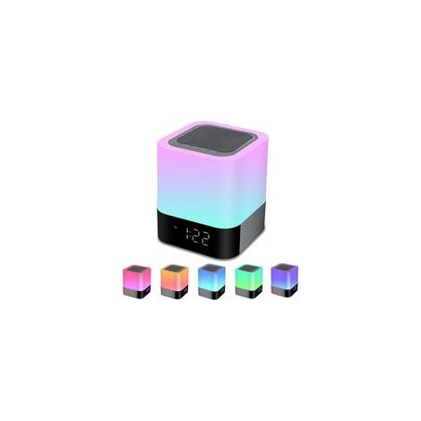 Bluetooth-Nachtlicht – Ein kabelloser Bluetooth-Lautsprecher mit LED-Beleuchtung und sieben Farbmodi sowie integrierter Zeitanzeige. Ein ideales Geschenk für Freunde und Kollegen. - Crezuo