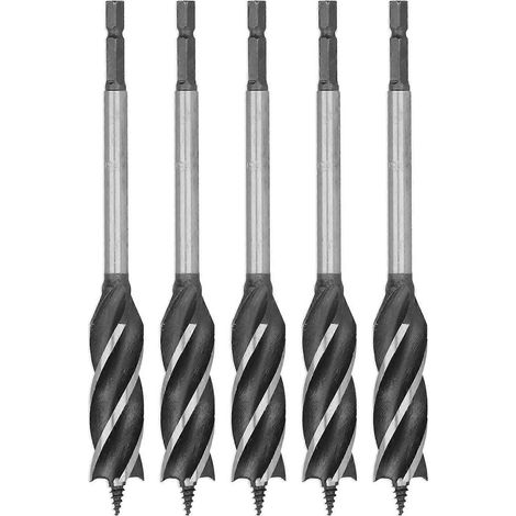 5-teiliges Set Holzbearbeitungsbohrer, Metalllochsäge, Spiralbohrer, 4-fach, 4-Nut-Sechskantschaft, 18 mm