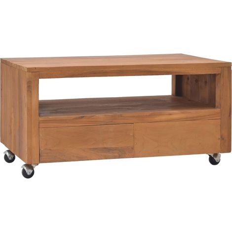 Meuble TV avec roues-Banc TV-Meuble Télé 80x50x42 cm Bois de teck solide 394706 (1/5)