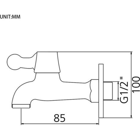 Mitigeur de lavabo Mitigeur Mural Evier (1/2'', Eau Froide), Robinet de Extérieur/Jardin, Laiton/Chromé (1/3)