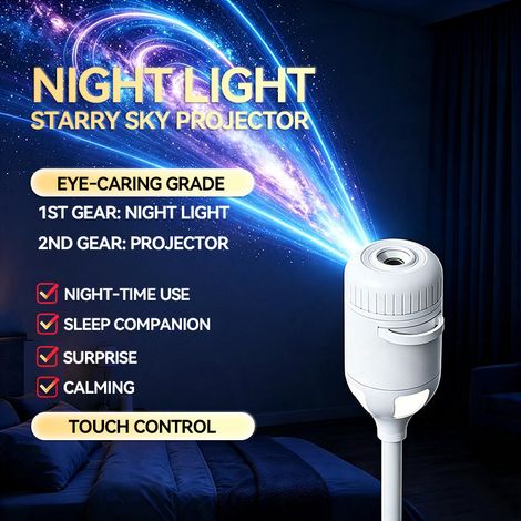 Projecteur de ciel étoilé USB 5V, veilleuse LED d'ambiance romantique avec 12 disques de projection, pour voiture, chambre et maison (1/4)