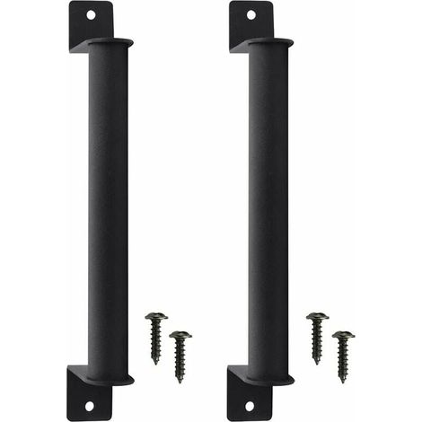 2 Pcs Poignée de Porte de Grange en Acier Carbone Durable Porte Style Grange Rétro Poignée de Porte Coulissante Anti-corrosion avec Vis pour Portes de Grange Coulissantes Placard - Noir (1/5)
