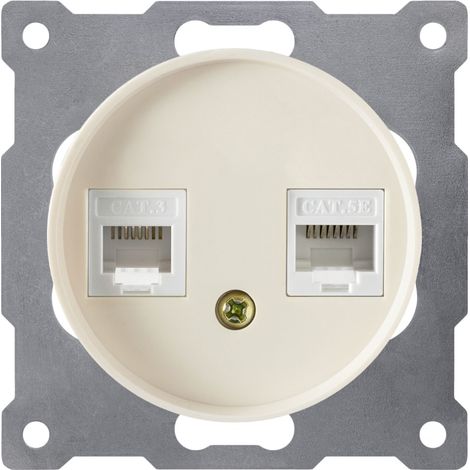 Prise double 2xRJ45, Cat.5e UTP - beige (1/3)