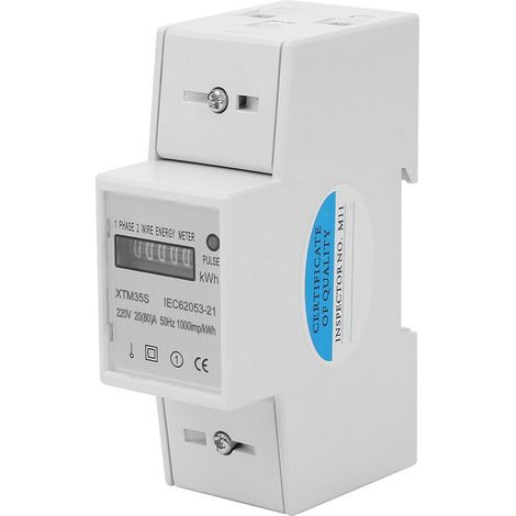 Compteur électrique numérique 220 V monophasé 2 fils 2P sur rail DIN, compteur électronique de kWh (20 (80) A) (1/5)