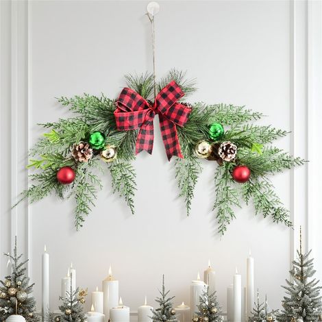 Guirlande De Noël En Feuilles De PE - Décor De Linteau Festif Pour Intérieur Et Extérieur - 1 Pièce (1/5)
