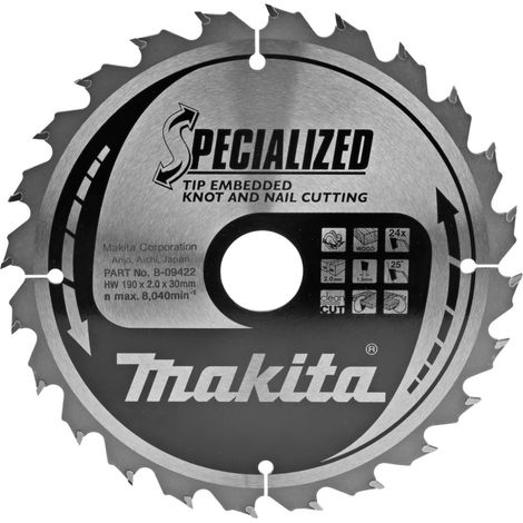 Lame de scie circulaire Makita, tranchant incorporé 190 x 30 mm - 24 dents